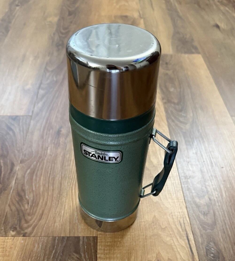 Vintage Aladdin Stanley Thermos A-1350B 24 oz Wide Mouth Green, GUC